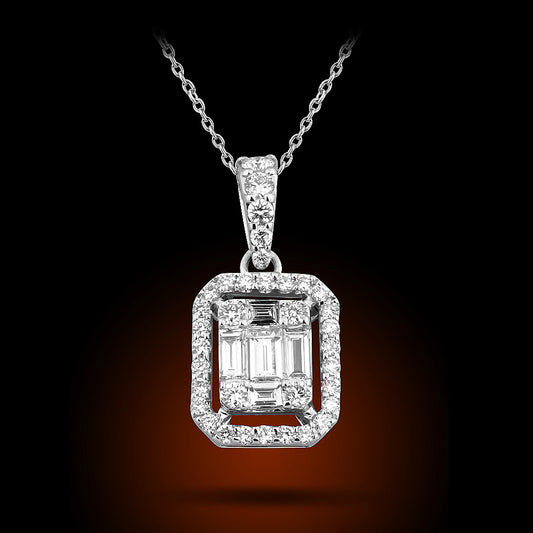 14K White Gold Diamond Pendant Set With 1.26Ct Diamonds