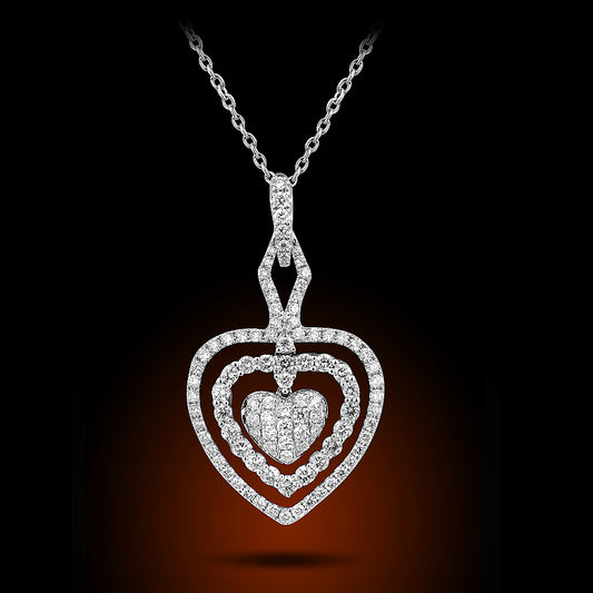 14K White Gold Diamond Heart Set With 1.18Ct Diamonds