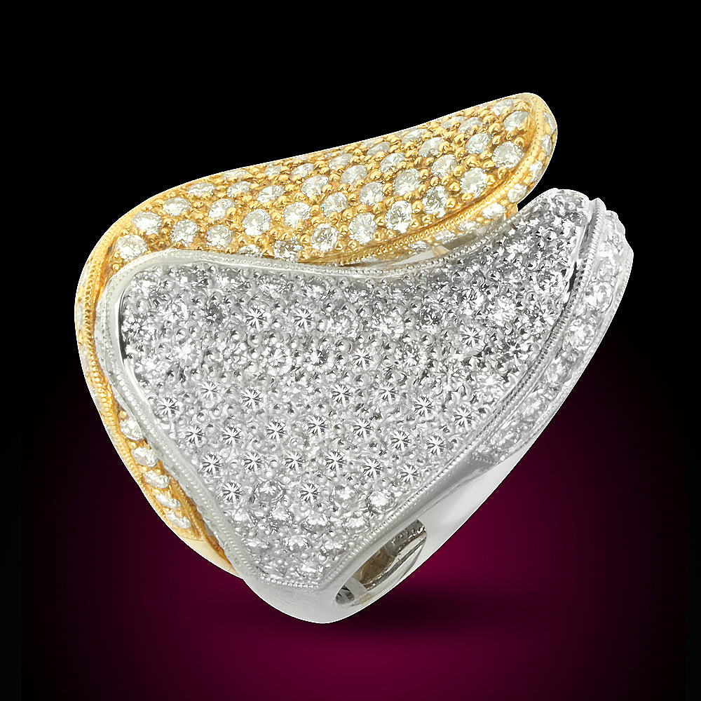 18K Two Tone Ring With 3.78Ct Diamonds