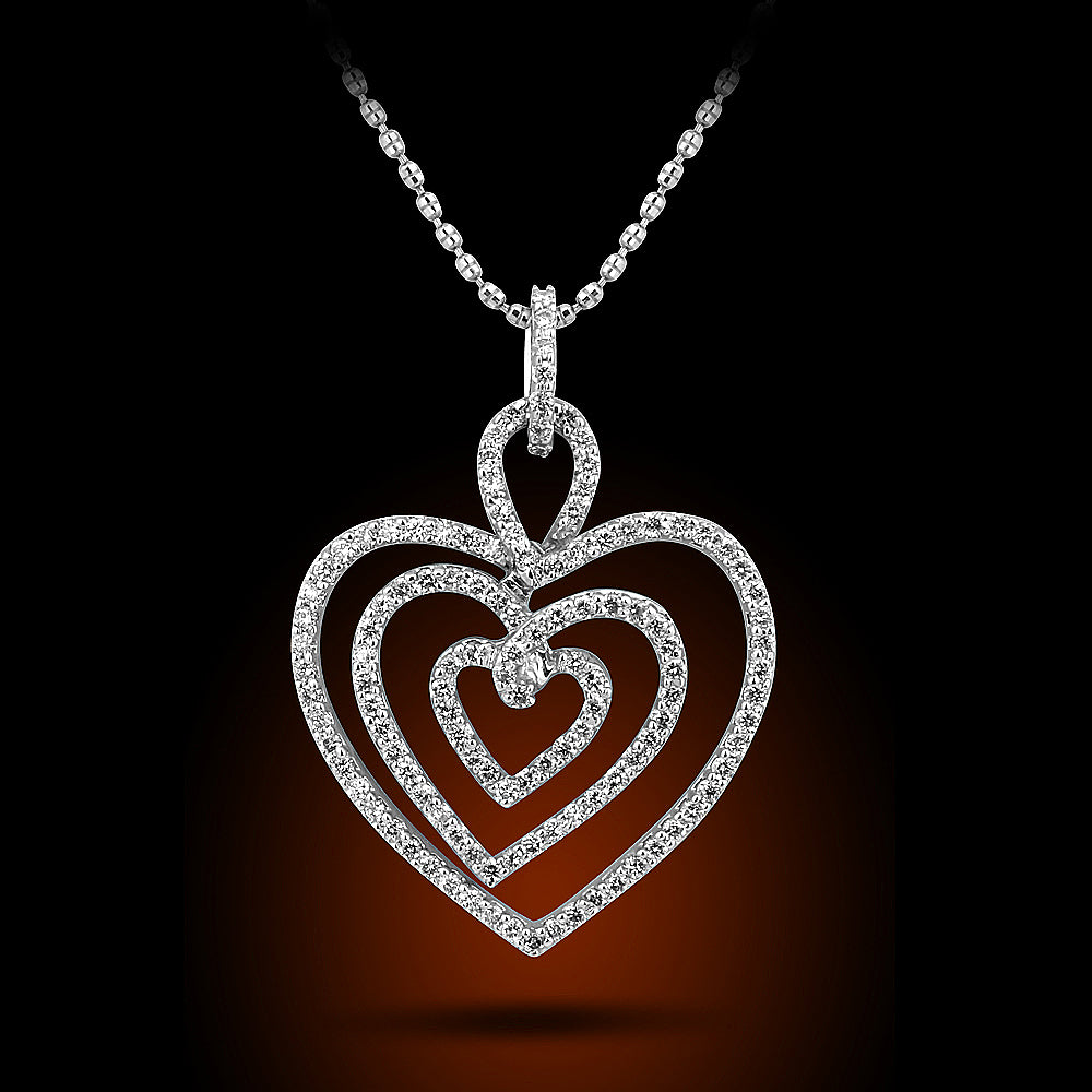 14K Tri Color Diamond Heart Pendant Set With 1.00Ct Diamonds
