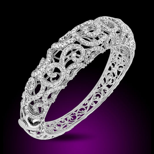 14K White Diamond Bangel Set With 6.0 Ct Diamonds