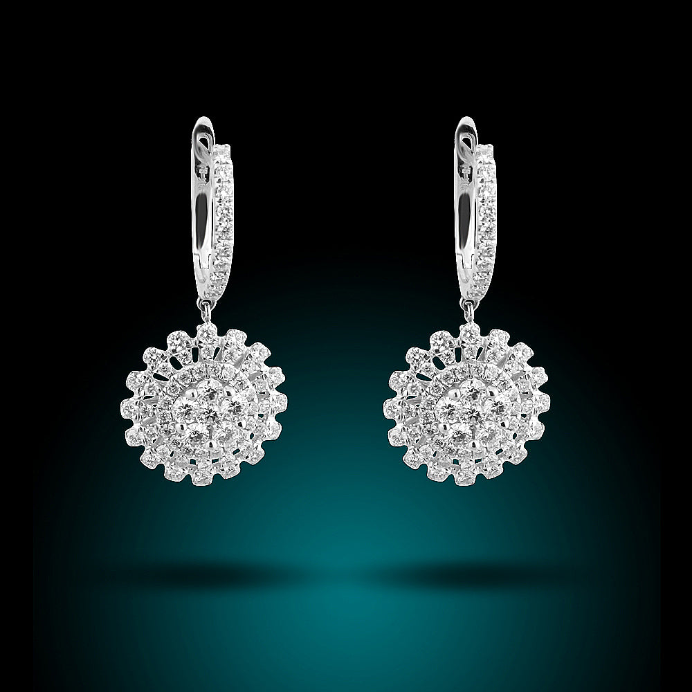 14K White Diamond Earring 0.75Ct