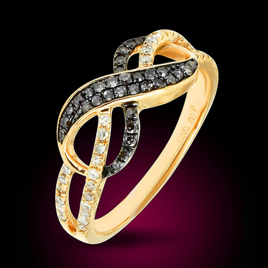 14K Rose Gold White Diamonds And Chocolate Diamond Infinity Ring