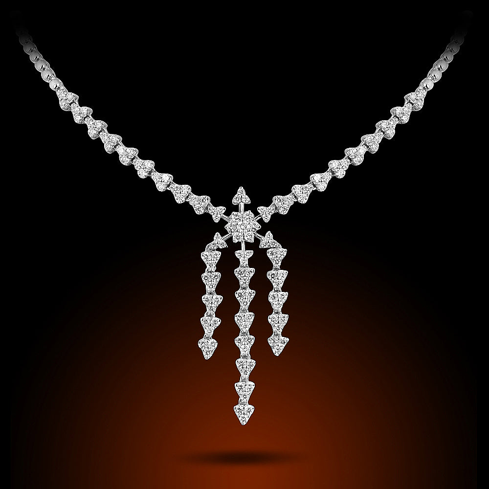 14K White Gold Diamond Necklace Set With 3.0Ct Diamonds