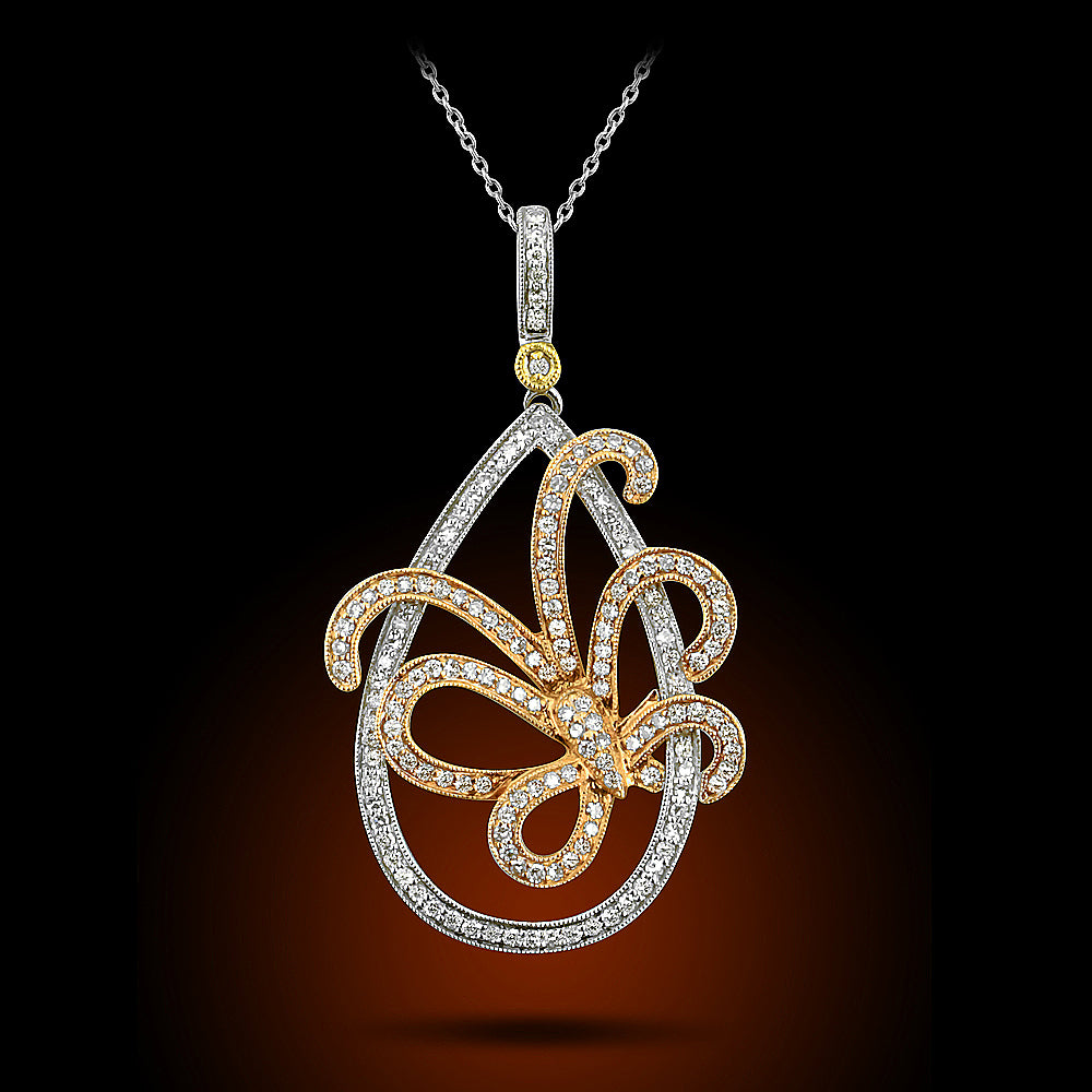 14K White Gold And Rose Gold Pendant Set With 0.75Ct Total Weight Diamonds