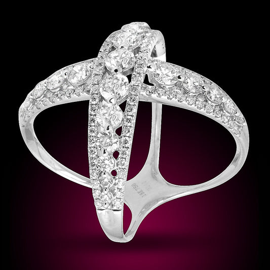 18K White Diamond Ring set With 2.44Ct Diamonds