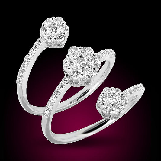 18K White Gold Diamond Ring Set With 1.00Ct Total Weight Diamonds